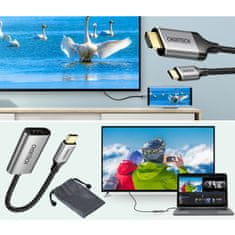 Choetech Choetech USB-C - HDMI 2.0 HUB set sivý (HUB-H12) + USB-C - HDMI kábel (3840 x 2160 @ 60Hz) 2m sivý (CH0021)