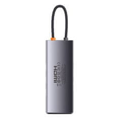 BASEUS Baseus StarJoy HUB 8v1 USB typu C - 3x USB / HDMI / RJ45 (1Gbps) / čítačka kariet SD a TF / USB typu C PD sivá (WKWG080113)