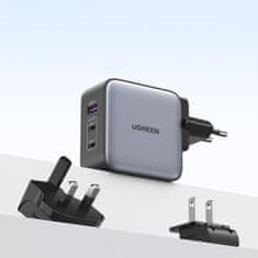 Ugreen CD296 GaN nabíjačka USB / 2x USB-C 65W + adaptér EU / UK / US, čierna