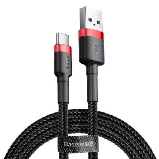 BASEUS Baseus Cafule nylonový kábel USB / USB-C QC3.0 2A 2M čierny/červený (CATKLF-C91)