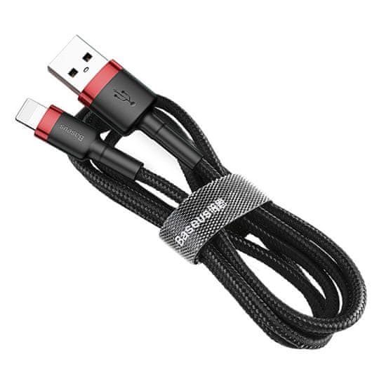 BASEUS Baseus Cafule nylonový kábel USB / Lightning QC3.0 2.4A 1M čierny/červený (CALKLF-B19)