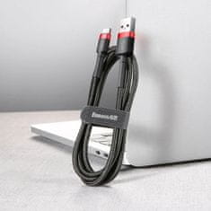 BASEUS Baseus Cafule nylonový kábel USB / USB-C QC3.0 2A 2M čierny/červený (CATKLF-C91)