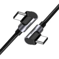 Ugreen Ugreen šikmý kábel s bočným konektorom USB-C - USB-C PD Quick Charge FCP 3 A 1 m sivý (70529 US323)