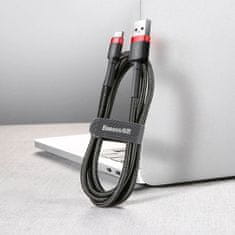 BASEUS Baseus Cafule nylonový kábel USB / USB-C QC3.0 3A 0,5 m čierny/červený (CATKLF-A91)