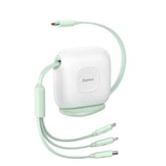 BASEUS Baseus zasúvací kábel 3 v 1 USB-C - micro USB / USB-C / Lightning PD 100W 1,7 m zelený (CAQY000006)