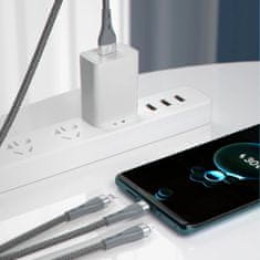 DUDAO Dudao 3v1 USB - Lightning / microUSB / USB-C kábel 65W 1,2 m sivý (L20X)