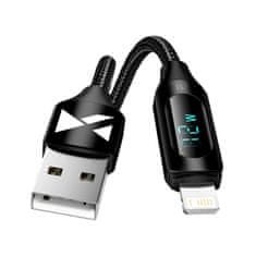 WOZINSKY Kábel USB-A - Lightning Wozinsky WUALC2 s LED displejom 2,4 A 2 m čierny