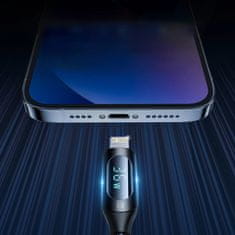 WOZINSKY Kábel USB-C - Lightning Wozinsky WUCLC2 s LED displejom 36W 2m čierny