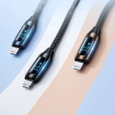 WOZINSKY Kábel USB-C - Lightning Wozinsky WUCLC1 s LED displejom 36W 1m čierny
