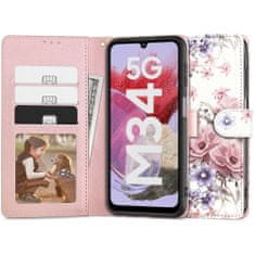 Tech-protect Wallet knižkové puzdro na Samsung Galaxy M34 5G, blossom flower