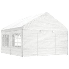 Vidaxl Altánok so strechou, biely 4,46x4,08x3,22 m, polyetylén