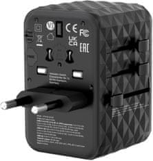 VERBATIM univerzální cestovní adaptér UTA-05, 2xUSB-C, PD 65W / QC4+, 2xUSB-A