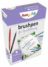 Pentel Štetcové perá "Brush Sign", sada 4 farieb, so sprievodcom, SES15/4-SET