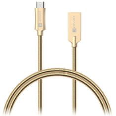 Connect IT USB kabel Wirez Steel Knight MicroUSB, 1m, ocelový, opletený - zlatý
