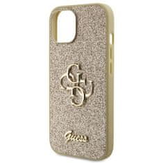 Guess Kryt na mobil Fixed Glitter 4G Metal Logo na Apple iPhone 15 - zlatý