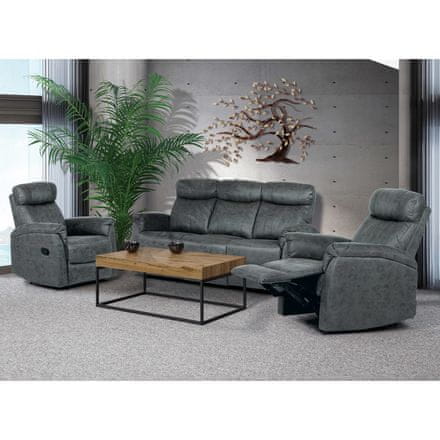 Autronic Sedačka Relaxační sedačka 3+1+1, potah šedá látka v dekoru broušené kůže, funkce Relax III s aretací (ASD-311 GREY3)