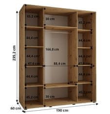 Veneti Šatníková skriňa INDIRA 4 - 190/60 cm, kašmír / čierna