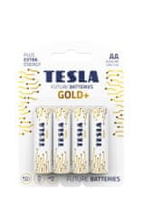 TESLA Alkalické batérie GOLD+ - 1,5V, LR6, typ AA, 4 ks