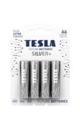 TESLA Alkalické batérie SILVER+ - 1,5V, LR6, typ AA, 4 ks