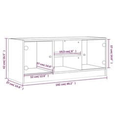 Vidaxl TV skrinka so sklenenými dvierkami dymový dub 102x37x42 cm