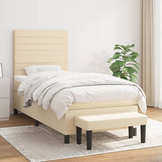 shumee Posteľný rám boxspring s matracom krémový 90x190 cm látka