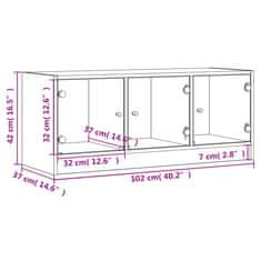 Vidaxl TV skrinka so sklenenými dvierkami sivá sonoma 102x37x42 cm