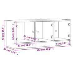 Vidaxl TV skrinka so sklenenými dvierkami betónovo sivá 102x37x42 cm