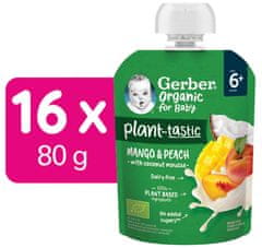 Gerber Organic ovocná kapsička mango a broskyňa s kokosovým mliekom 16 x 80 g