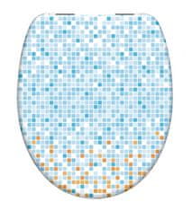 Schütte WC sedátko MOSAIK BLAU-ORANGE | Duroplast, Soft Close s automatickým klesáním