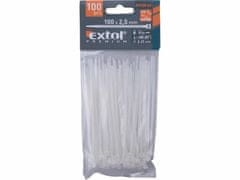 Extol Premium Pásky sťahovacie biele 2,5x100mm, 100ks, Ø22mm, 8kg, nylon PA66, EXTOL PREMIUM