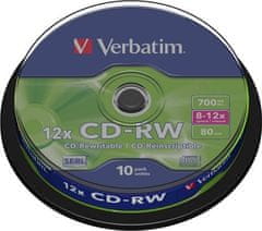 VERBATIM CD-RW80 700MB/ 8-12x/ 80 min/ 10pack/ spindle