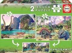 Puzzle Panorama Dinosauří svět - 2x100 dílků