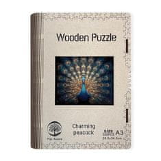 Dřevěné puzzle Charming peacock A3