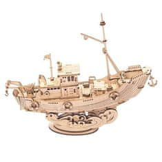 3D dřevěné puzzle Rybářská loď - 104 dílků