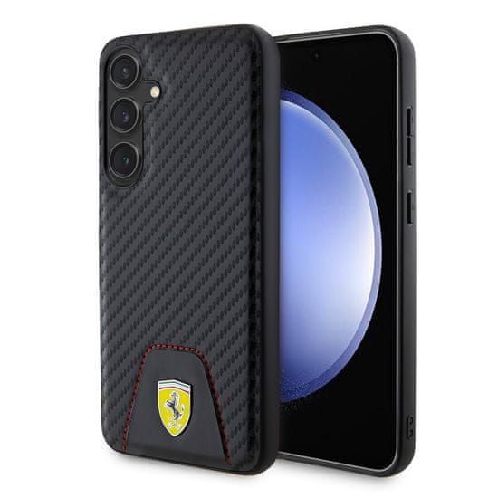 Ferrari Zadný kryt PU Leather Bottom Carbon pre Samsung Galaxy S24+ Black