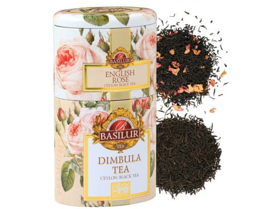 Basilur BASILUR English Rose & Dimbula 2 in 1 - čajový čaj v ozdobnej plechovke, 100g