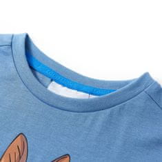 Vidaxl Detské tričko s dlhými rukávmi stredne modré 92