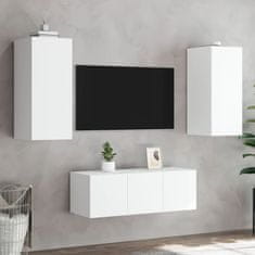 Vidaxl 4-dielne TV nástenné skrinky s LED biele kompozitné drevo