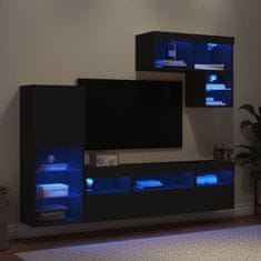 Vidaxl 6-dielne TV nástenné skrinky s LED čierne kompozitné drevo