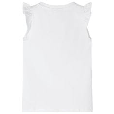 Vidaxl Detské tričko s volánovými rukávmi biele 128
