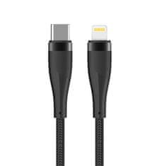 maXlife MXUC-08 kábel USB-C - Lightning 1,0 m 27W čierny nylon (OEM0101188)