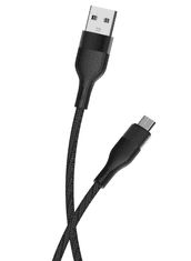 maXlife MXUC-07 kábel USB - microUSB 1,0 m 2,4A čierny nylon (OEM0101186)