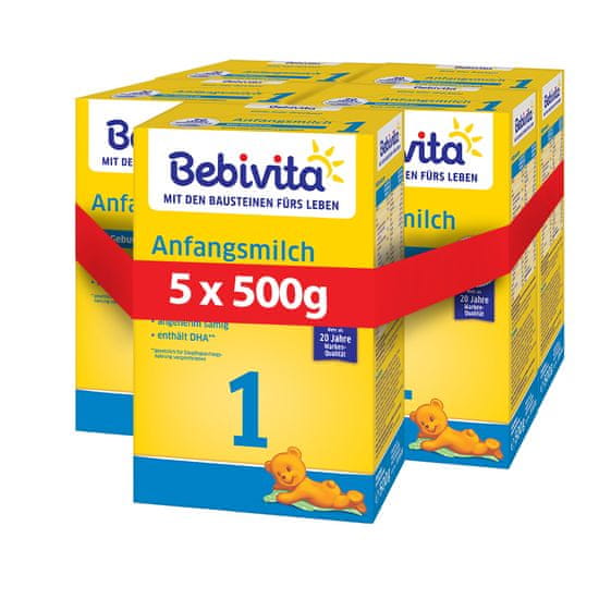 Bebivita Mlieko 1 Instantné počiatočná mliečna dojčenská výživa od narodenia, 5 x 500 g