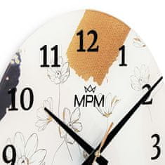 MPM QUALITY Nástěnné skleněné hodiny Fiores E09.4377