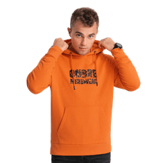 OMBRE Pánska klokanka s kapucňou a potlačou V1 OM-SSPS-0155 oranžová MDN124599 S