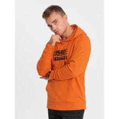 OMBRE Pánska klokanka s kapucňou a potlačou V1 OM-SSPS-0155 oranžová MDN124599 S