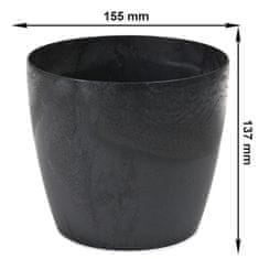 botle Kvetináč Kvetináč Betónový vzhľad Čierny Okrúhly 15,5 cm H 13,7 cm Povrch Matný plast Moderný pôvab
