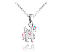 MINET Farebný strieborný náhrdelník UNICORN