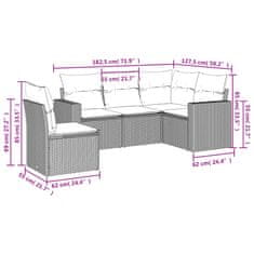 Petromila vidaXL 5-dielna záhradná súprava pohoviek s vankúšmi čierna polyratan