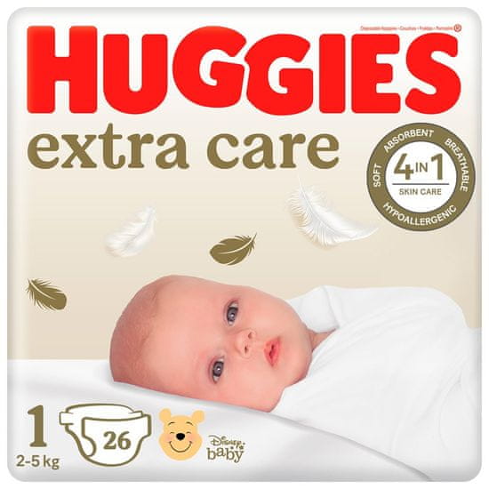 Huggies HUGGIES Extra care Plienky jednorazové 1 (2-5 kg) 26 ks